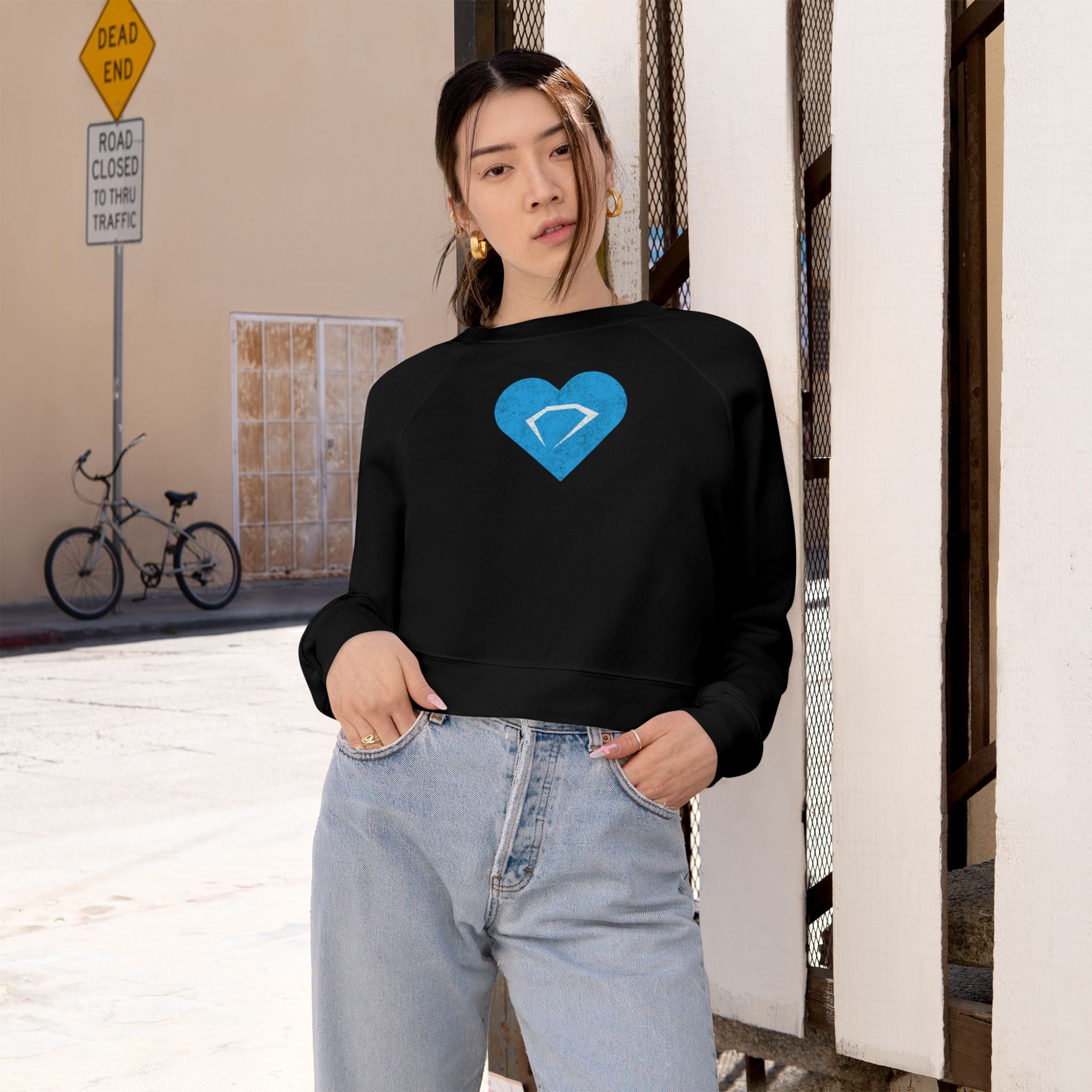 Blue Heart Diamond Cropped Pullover