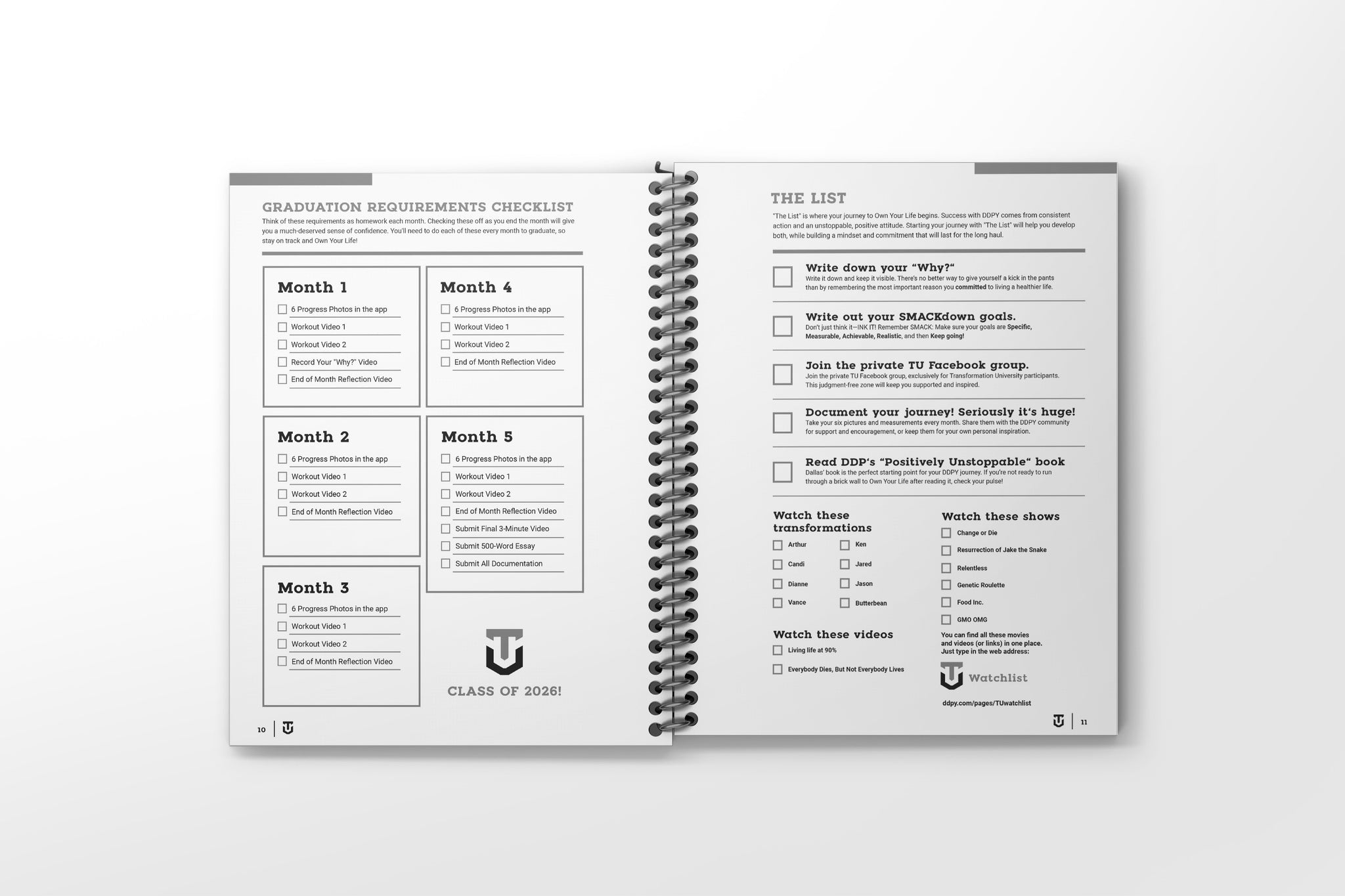 Transformation University Journal 2026 Black&White 6x9 Perfect Bound